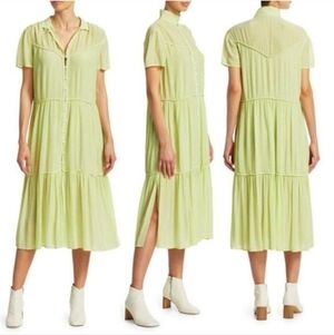 rag & bone Light Green Libby Tiered Seam Crinkle Dress
